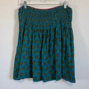 Natural Life 100% Cotton Floral Boho Reversible Skirt Women's Size M